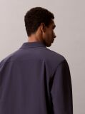 Μπλε Μακρυμάνικο Overshirt Με Άνετη Γραμμή Από Tech Dobby Πλεκτό  Άνδρας