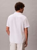 White Linen Blend Short Sleeve Shirt  Men