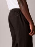Black Linen Cotton Drawstring Trousers  Men