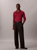 Red Slim Cotton Long Sleeve Polo Shirt  Men