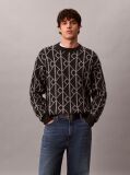 Grey Wool Blend Logo Jacquard Jumper  Men