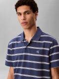 Blue Short Sleeve Easy 16S Jersey Stripe Polo Shirt  Men