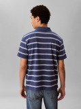 Blue Short Sleeve Easy 16S Jersey Stripe Polo Shirt  Men