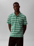 Green Short Sleeve Easy 16S Jersey Stripe Polo Shirt  Men