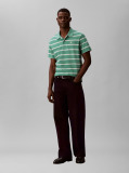 Green Short Sleeve Easy 16S Jersey Stripe Polo Shirt  Men
