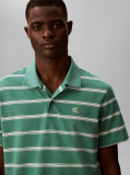 Green Short Sleeve Easy 16S Jersey Stripe Polo Shirt  Men