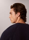Blue Wool Blend Ribbed Jumper  Men