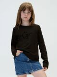 Μαύρο Παιδικό Μακρυμάνικο T-Shirt Με Α Γραμμή  Κορίτσι
