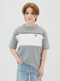 Γκρι Παιδικό T-Shirt Με Color Block Σχέδιο  Αγόρι