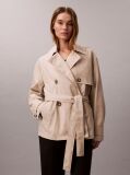 Beige Cotton Blend Mid Length Trench Coat  Women