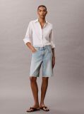 Denim Logo Tape Denim Bermuda Shorts  Women
