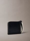 Black Leather Carry Handle Zipped Wallet  Men
