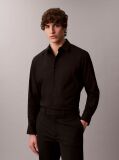 Black Long Sleeve Solid Stretch Classic Shirt  Men