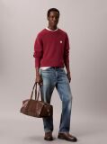 Red Waffle Knit Crew Neck Jumper  Men