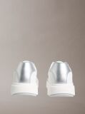 White Leather Silver Tab Chunky Trainers  Women