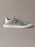 Ασημί Δερμάτινα Metallic Sneakers Με Χαμηλό Κόψιμο  Γυναίκα