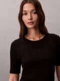 Μαύρο Ριμπ T-Shirt Με Half Μανίκι  Γυναίκα