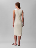 Grey Ribbed Sleeveless Midi Dress  Women
