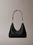 Black Pebbled Jewellery Chain Hobo Bag  Women