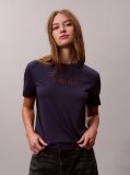 Μπλε Κλασικό T-Shirt Με Foil Λογότυπο  Γυναίκα