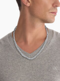 Silver Sculpted Links Necklace  Men
