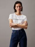 Λευκό Slim T-Shirt Από Οργανικό Βαμβάκι Με Λογότυπο  Γυναίκα