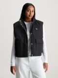 Black Relaxed Padded Nylon Vest  Women