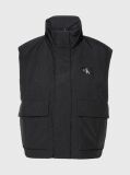 Black Relaxed Padded Nylon Vest  Women