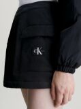 Black Padded Nylon Cargo Mini Skirt  Women