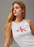 White Ribbed Cotton Monogram Tank Dress  Women
