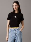 Black Cropped Monogram T-shirt  Women