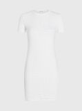 White Slim Ribbed All-Over Logo Dress  Women