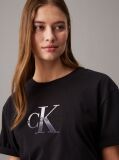 Μαύρο T-shirt Με Λογότυπο Σε Άνετη Γραμμή  Γυναίκα