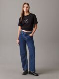 Μαύρο T-shirt Με Λογότυπο Σε Άνετη Γραμμή  Γυναίκα