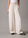 Beige Satin Relaxed Trousers  Women