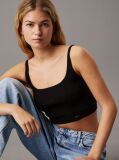 Μαύρο Ριμπ Βαμβακερό Bralette Τοπ  Γυναίκα