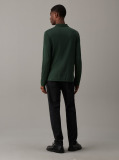 Green Slim Long Sleeve Polo Shirt  Men