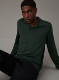 Green Slim Long Sleeve Polo Shirt  Men