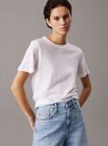 Λευκό Άνετο Λινό Jersey T-shirt  Γυναίκα