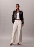 Beige Cotton Twill Logo Tape Trousers  Women