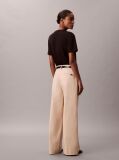 Khaki Wide Leg Chino Trousers  Women