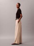 Khaki Wide Leg Chino Trousers  Women