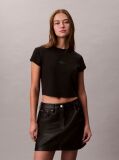 Μαύρο Cropped T-shirt Με Μονόγραμμα Σε Στενή Γραμμή  Γυναίκα