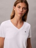 Λευκό Άνετο T-shirt Με V-Λαιμόκοψη Και Μονόγραμμα  Γυναίκα