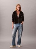 Black Cotton Terry Zip Up Hoodie  Women