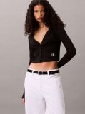Μαύρο Ριμπ Ζακέτα Σε Slim Γραμμή  Γυναίκα