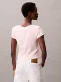 Pink Ribbed Cotton V-Neck T-shirt  Women