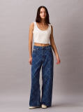 Denim Baggy Χαμηλόμεσο Τζιν Με Μονόγραμμα Παντού  Γυναίκα