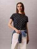 Μπλε T-Shirt Με Print Εμβλήματος Και Στρογγυλή Λαιμόκοψη  Γυναίκα