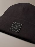 Black Emblem Logo Beanie  Men